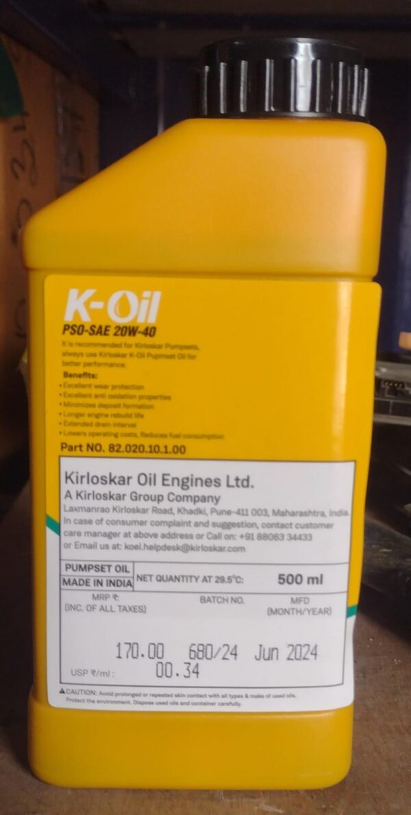 Pump Set Oil 1L (K-Oil PSO-SAE 20W-40) - PSO - Image 2